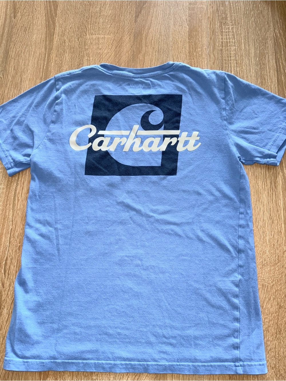 Carhartt Light Blue Tee with Navy & White Logo boys size 10/12